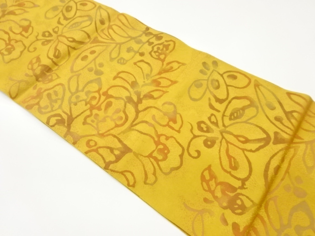 抽象草花模様織出し名古屋帯